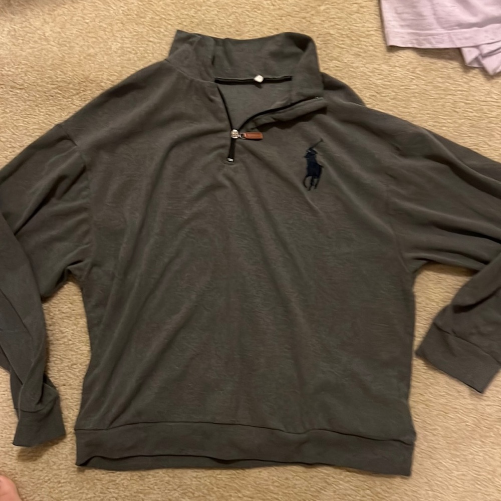 Polo half zip light weight too. Size medium